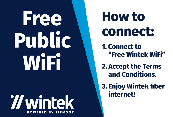 A poster explaining how to connect to Wintek public WiFi