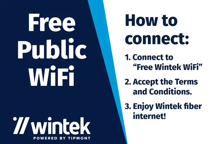 A poster explaining how to connect to Wintek public WiFi