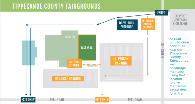 Tippecanoe Fairgrounds map for the 2023 Tipmont Annual Meeting
