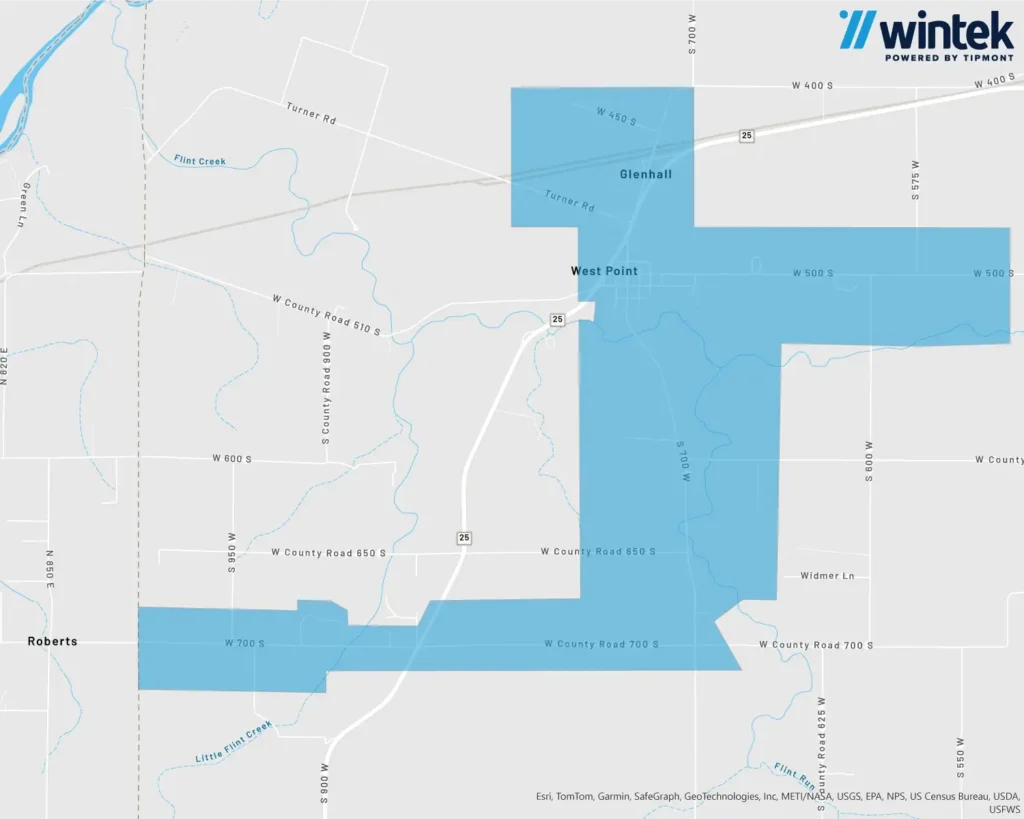 West point Tippecanoe County fiber zone map