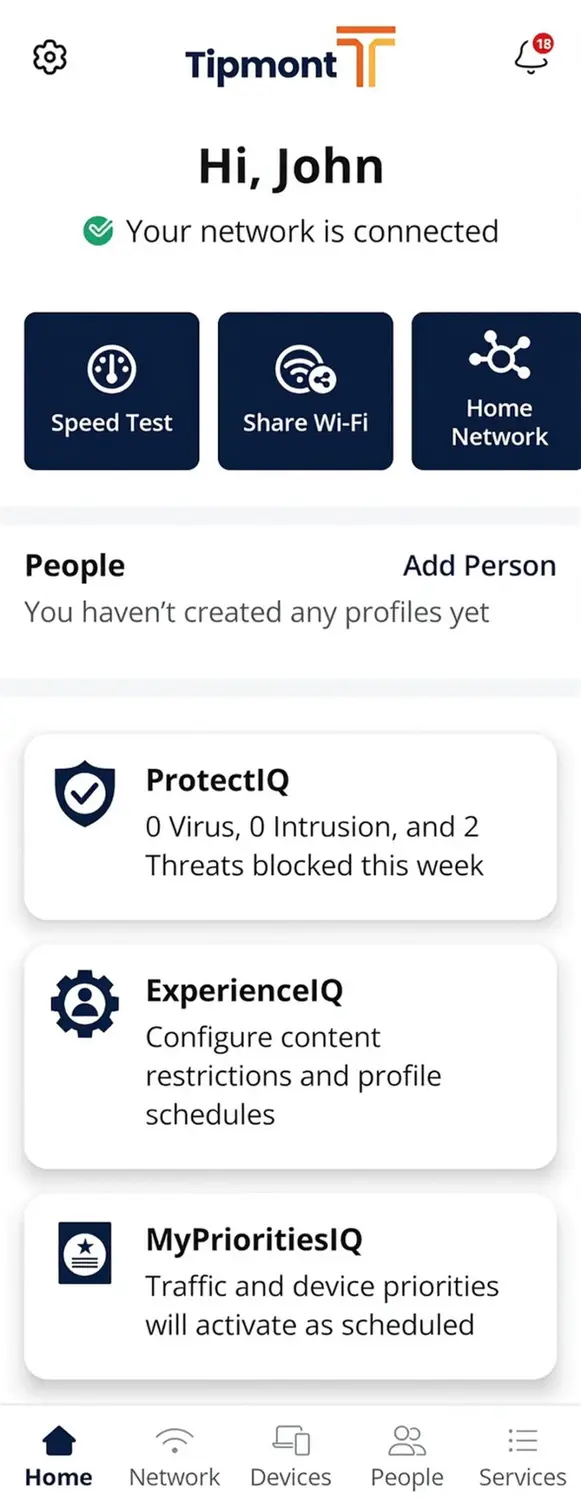 Command IQ app home screen