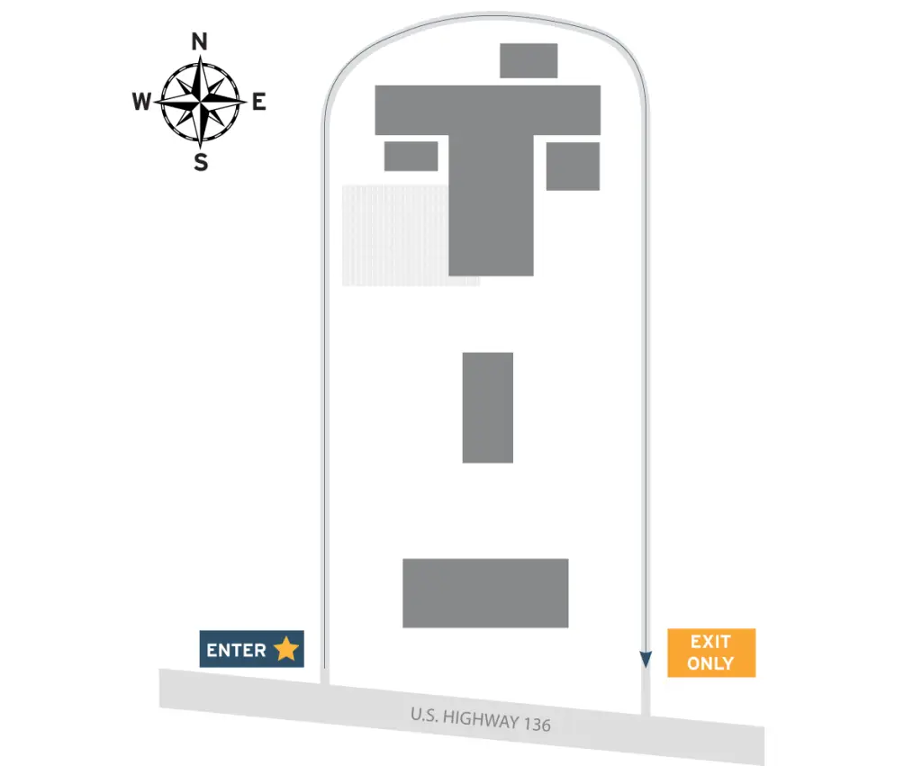 A map of the Fountain County Fairgrounds in Veedersburg for Tipmont's Annual Meeting Drive-Thru